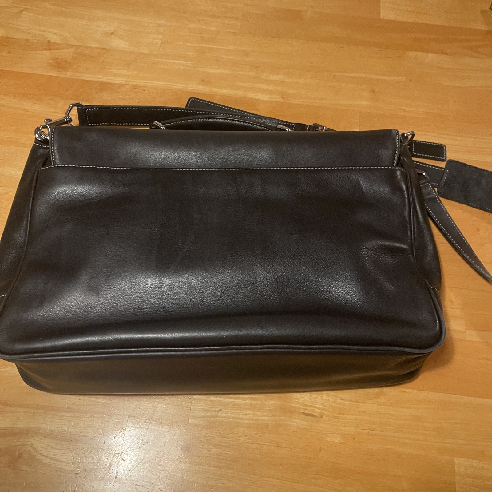 COACH Black Leather Briefcase Laptop Messenger Bag Single Handle w/ Strap VTG