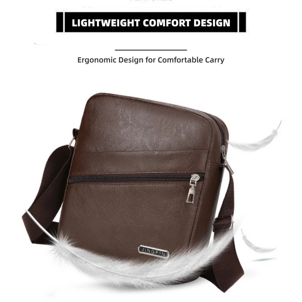 Men‘s Leather Shoulder Bag Handbag Crossbody Bag Sling Briefcase Messenger Bag