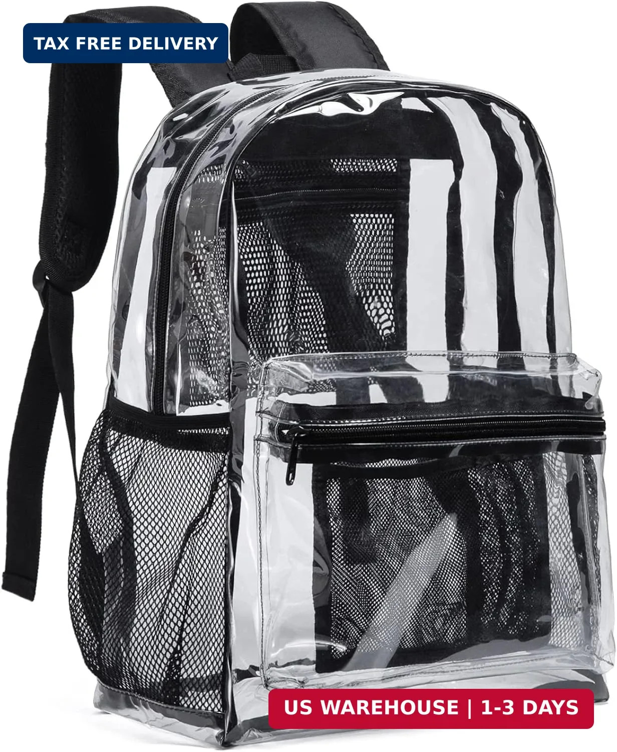 Vorspack Clear Backpack Heavy Duty PVC Transparent Backpack with Reinforced Stra
