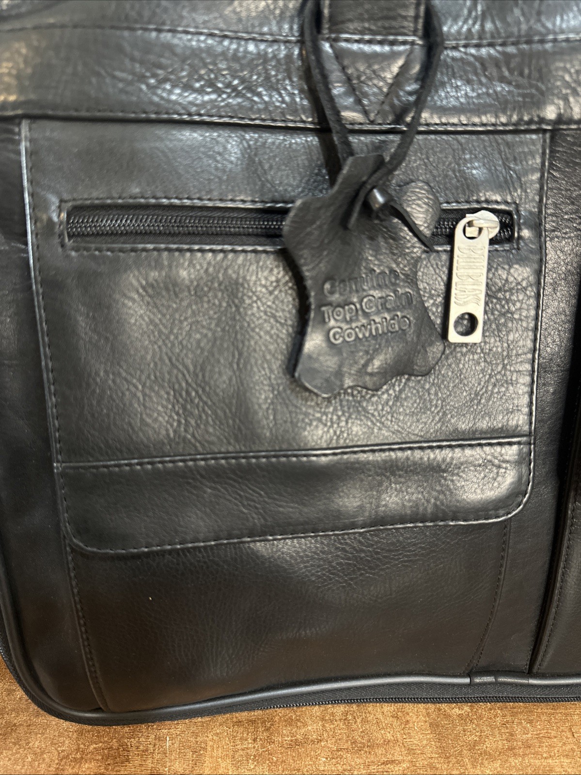 NEW Vintage Bill Blass Black Leather Expandable Briefcase Laptop Bag Satchel