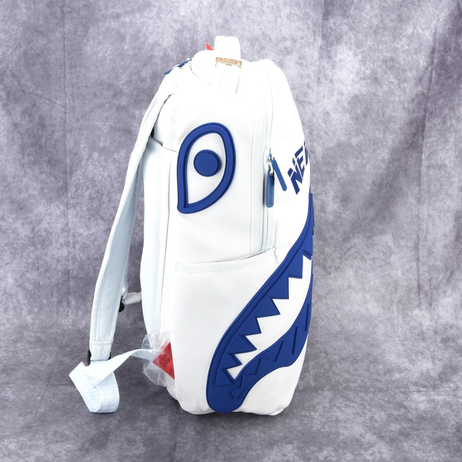 Sprayground Shark PVC Large Leather Backpack Unisex Plaid Natural White New York