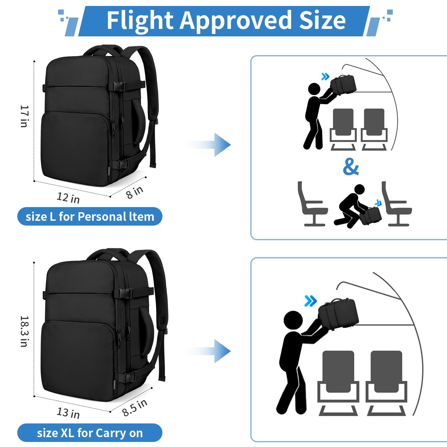 Travel Backpack for Women Men, 18 x 14 x 8 inch Carry on Backpack 17.3 inch L…