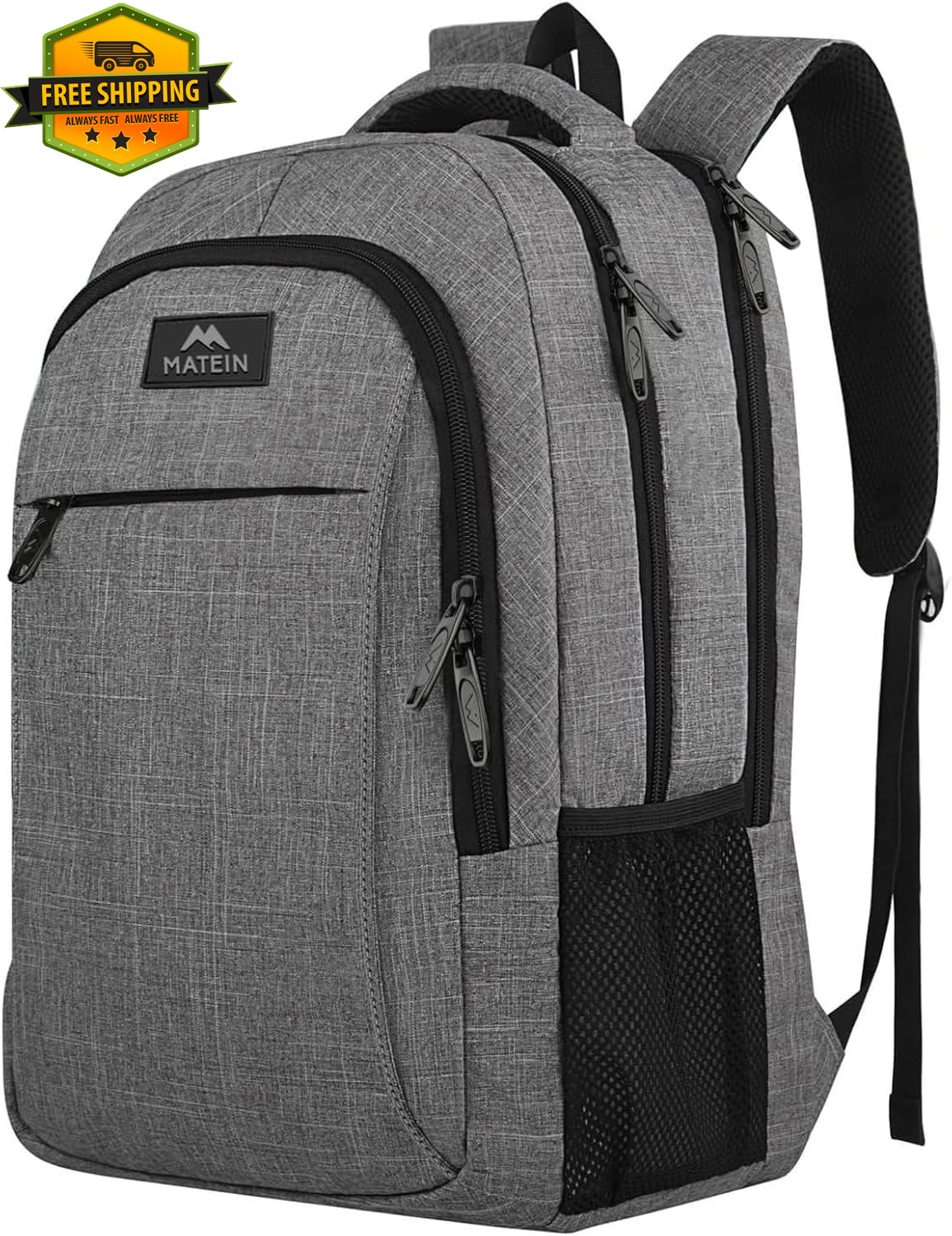 Travel Laptop Backpack 15.6in College School Bag Grey Anti Theft Waterproof