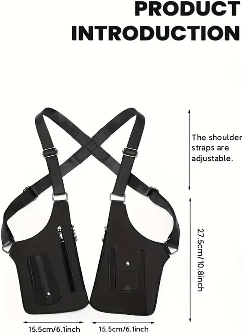 PU Leather Adjustable Underarm Shoulder Bag for Men, Anti-Theft Shoulder Holster