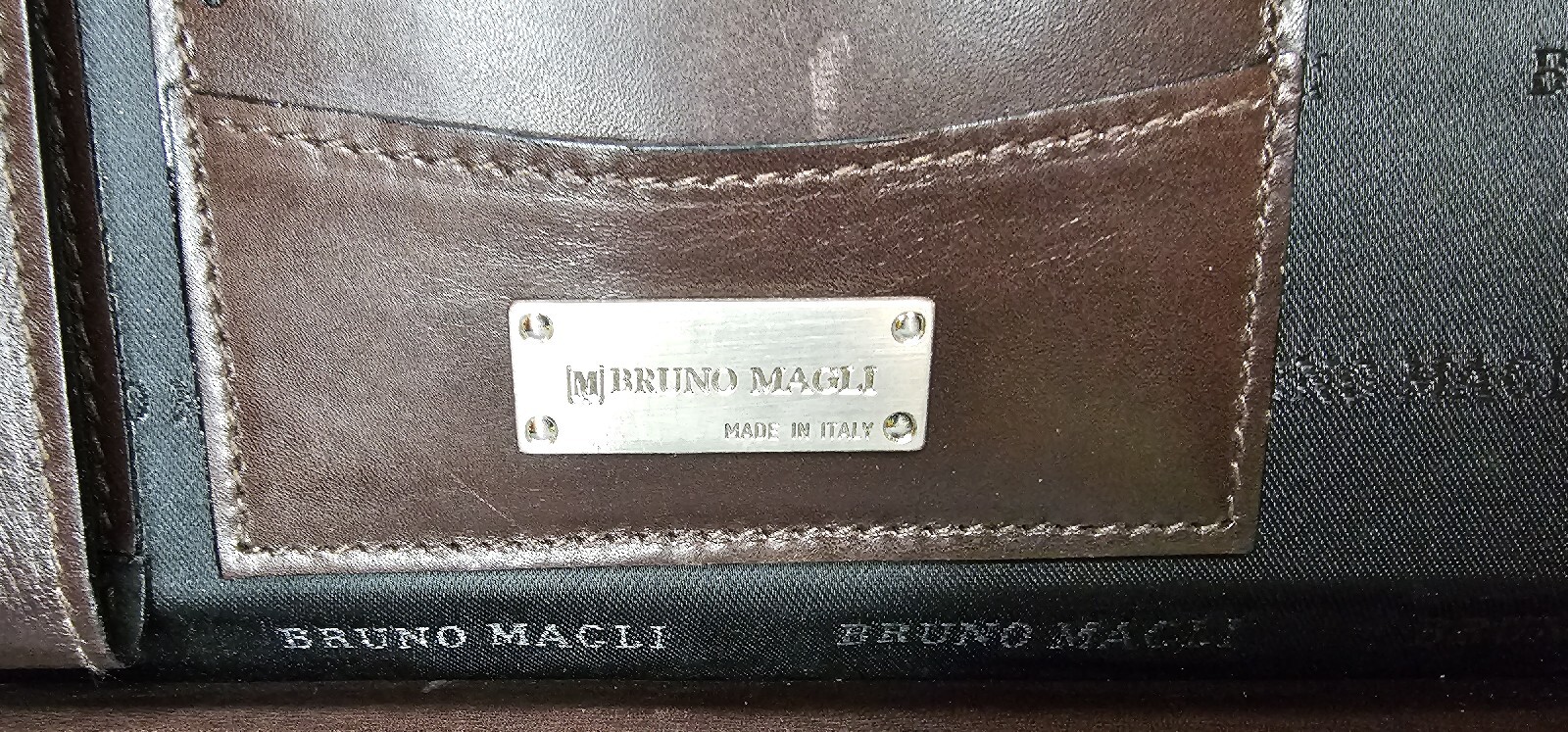 BRUNO MAGLI Brown Leather Compact Briefcase made in Italy Office Bag