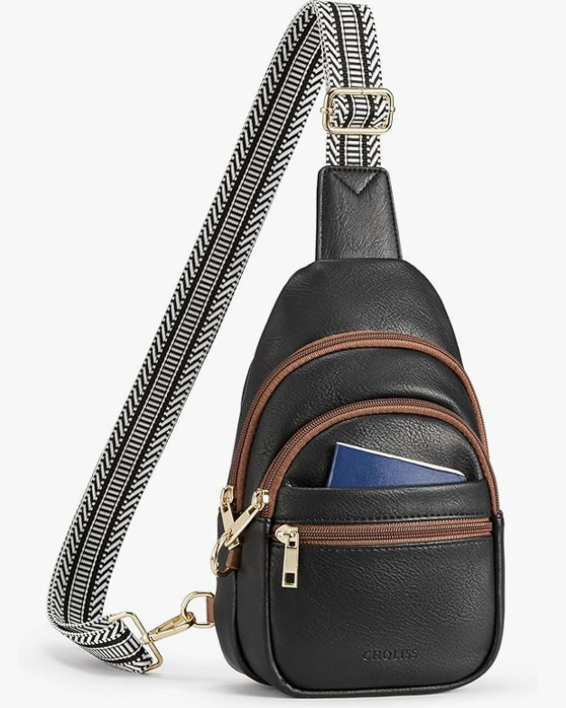 Unisex Sling Bag – Soft Vegan Leather Anti-Theft W/Adjustable Guitar-Style Strap