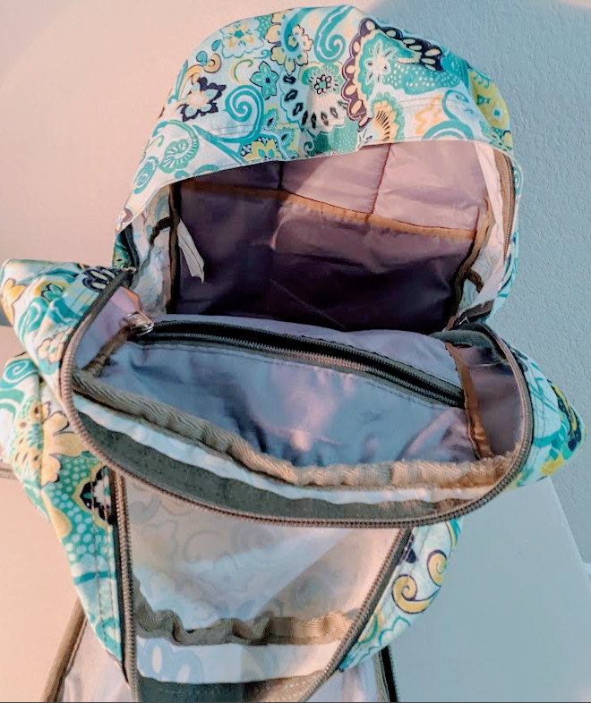 LL Bean Paisley Deluxe Backpack Aqua Kids Adult School RipStop Nylon Excellent!