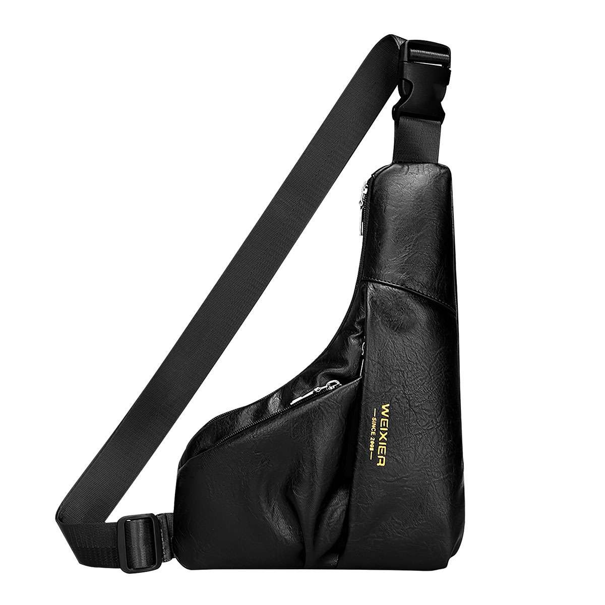 Waterproof PU Leather Chest Bag Men Travel Sport Cross Body Shoulder Backpack