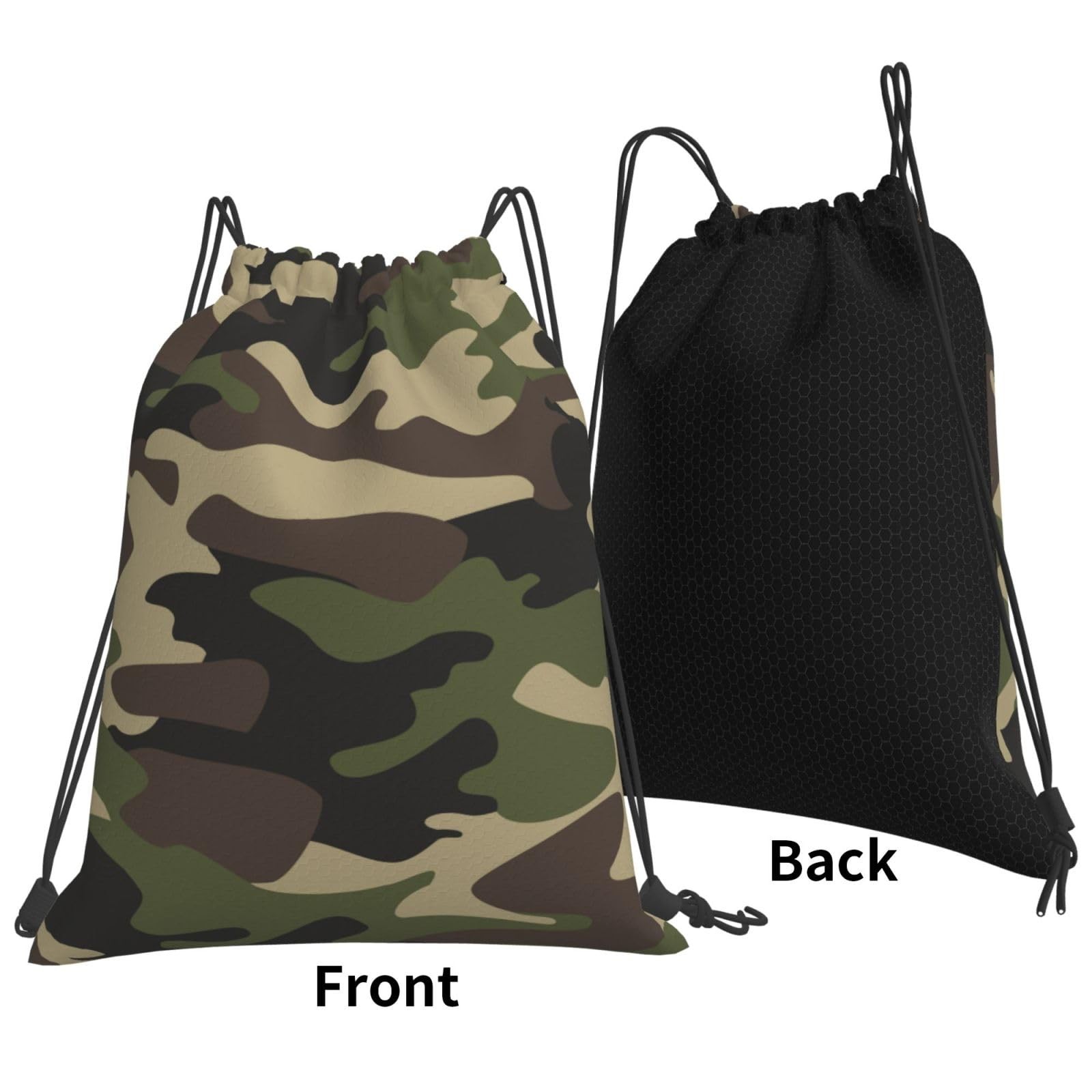 Green Brown Camo Unisex Drawstring Backpack Bag Sport Gym Travel Swim Sackpack