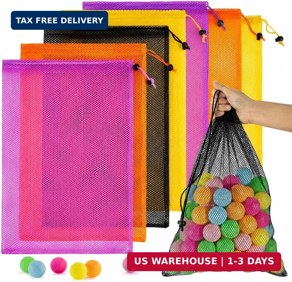 7PCS Colorful Mesh Drawstring Bag – Mesh Bag 18×12 Inch Breathable Nylon Mesh St