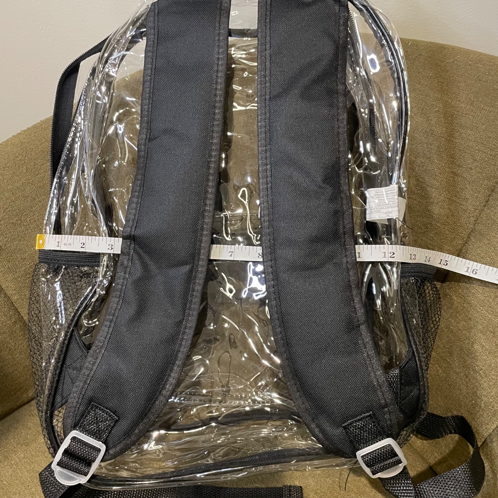 Brand New Clear Stadium Approved Backpack Transparent PVC Black Trim Concert Fes