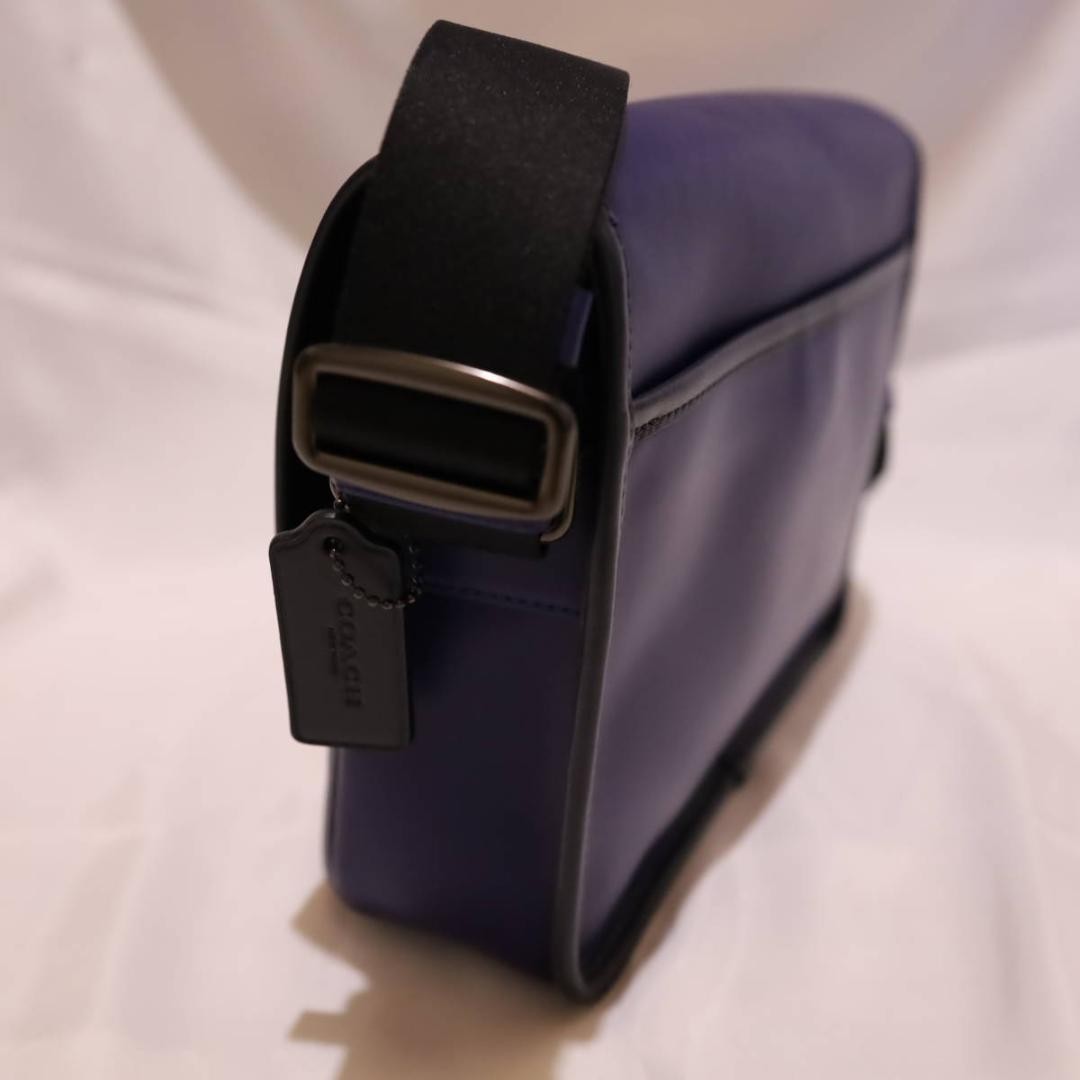 COACH Heritage Map Indigo Midnight Turn Lock 22.5×25.5x6cm Strap 70-128cm Used