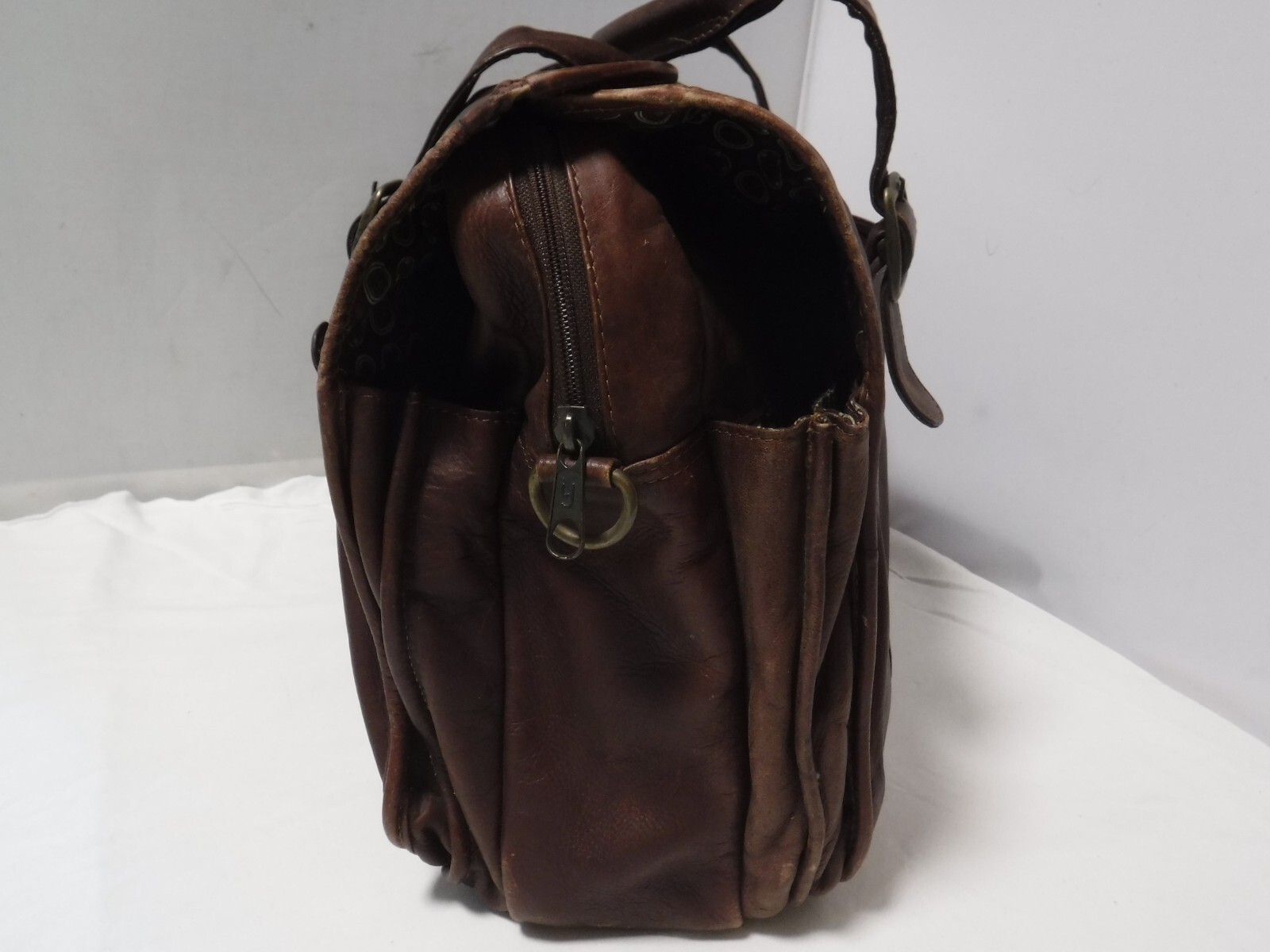 PM4 Manufacturas Quintero Colombia Brown Genuine Leather Laptop Attache Tote Bag