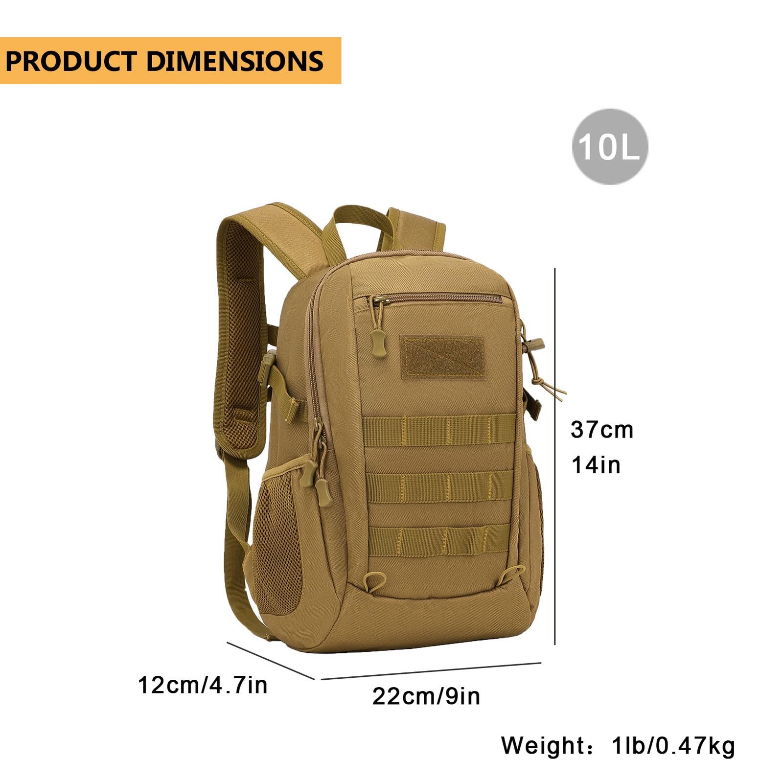 10L mini X-small Tactical Backpack MOLLE Daypack Gear Pack Camping Bag with P…