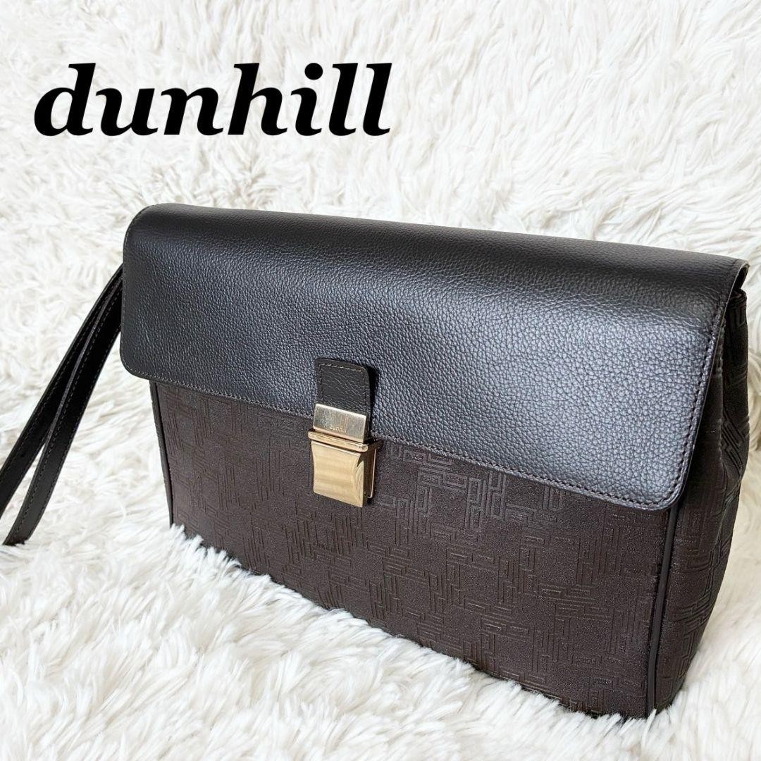 Dunhill Brown Leather Clutch Bag Men’s Vintage Formal Business Accessories