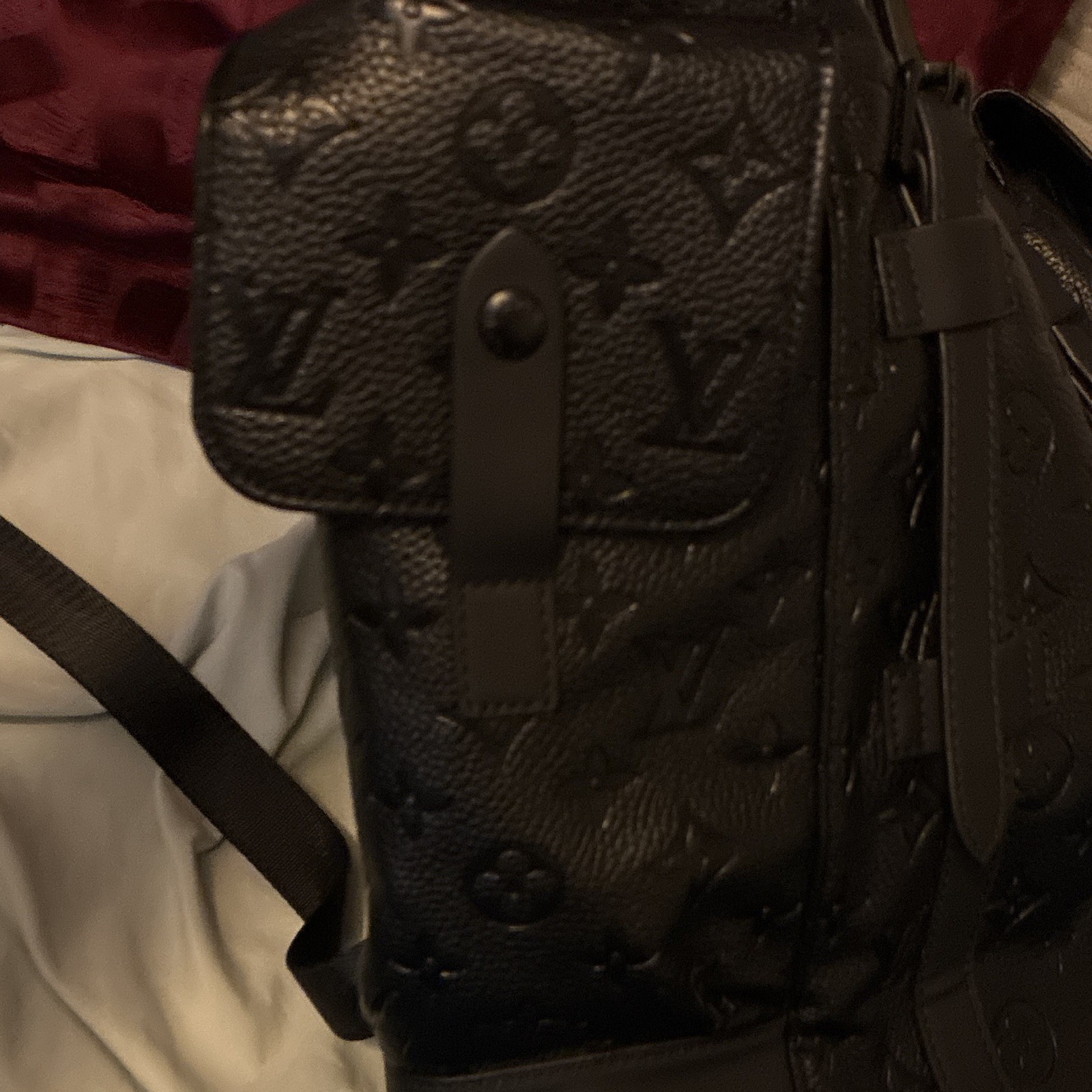 Louis Vuitton Black Monogram Backpack Drawstring Buckle Adjustable Strap Pockets