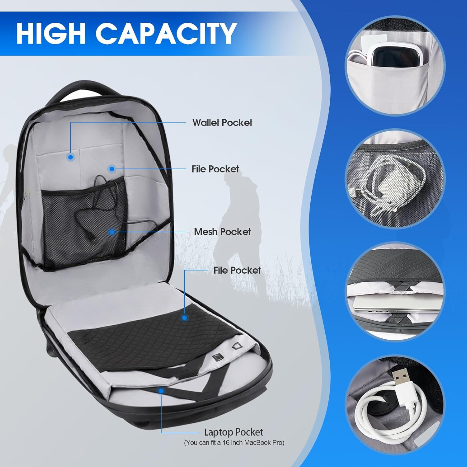 Smart Waterproof LED Backpack with App Control for Travel & Adventure