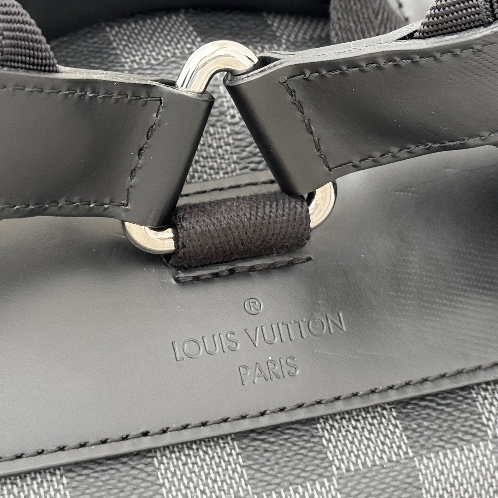 LOUIS VUITTON Christopher MM N41379 Damier Graphite Backpack Black Leather Men’s