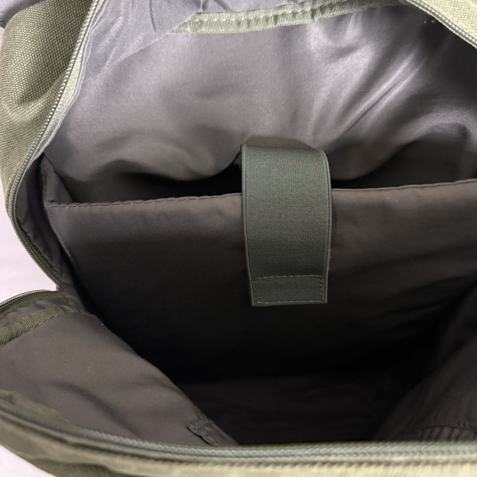 COBB & CO Olive Green Canvas Laptop Backpack Brown Trim Rucksack