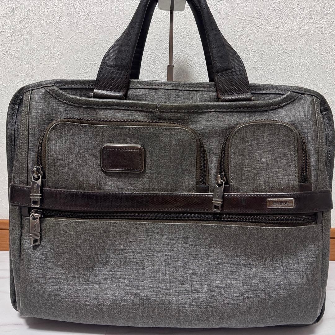 TUMI 26141EG2 Alpha 2 Expandable 2Way Briefcase Gray Brown Business Bag Shoulder