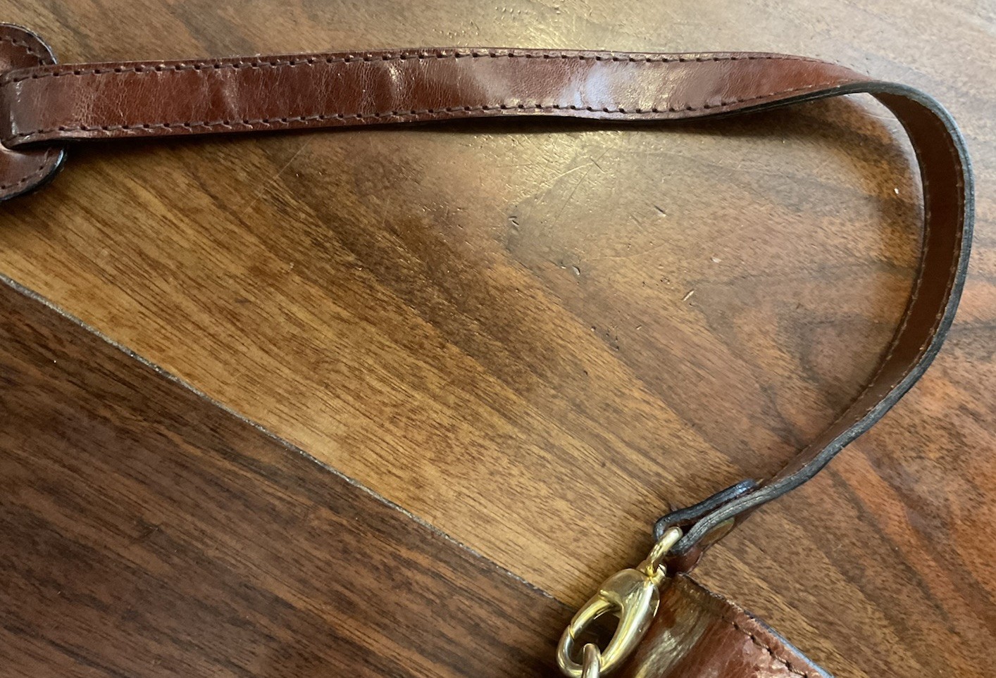 Bosca Brown Leather Men’s Briefcase/Document Case Top Handle Strap Push Lock