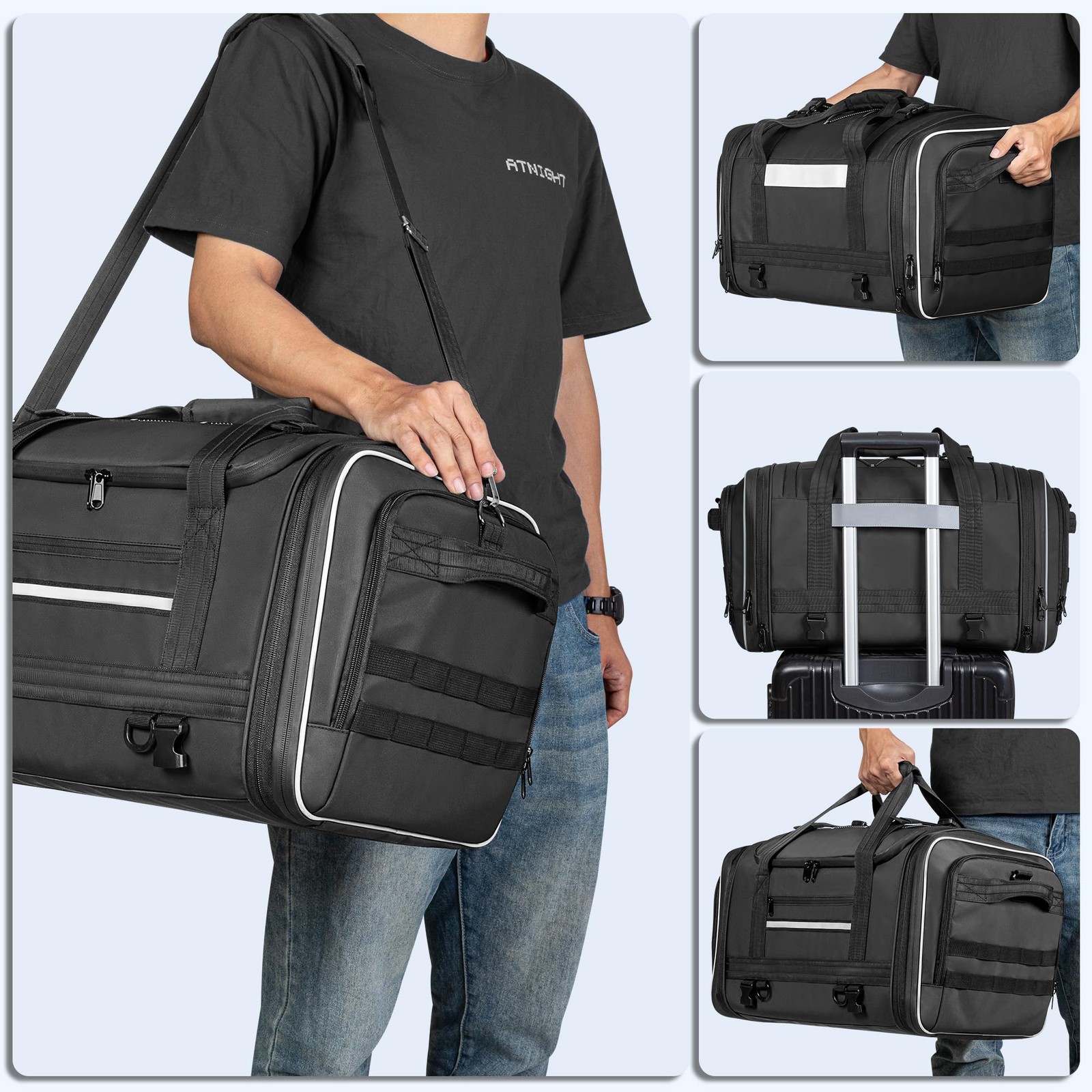 Marscamd Waterproof Motorcycle Tail Luggage Bag, 48L-64L Expandable, a Rain C…
