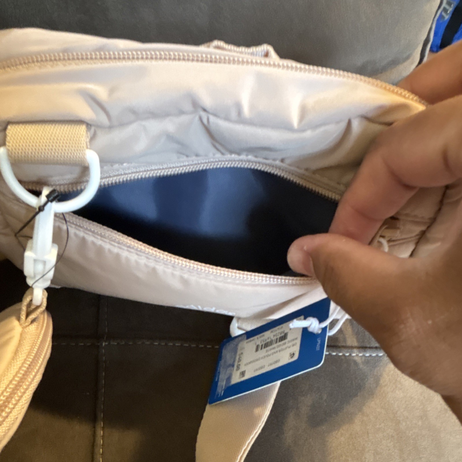 adidas Beige Small Crossbody Bag Zip Closure w/ Removable Pouch, Inner Pockets