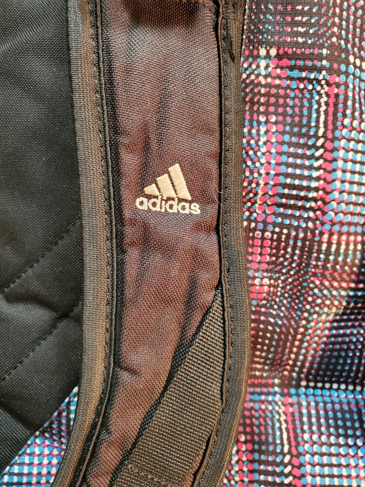 Adidas Backpack Black Multicolor Laptop Sleeve Load Spring Straps Mesh EUC