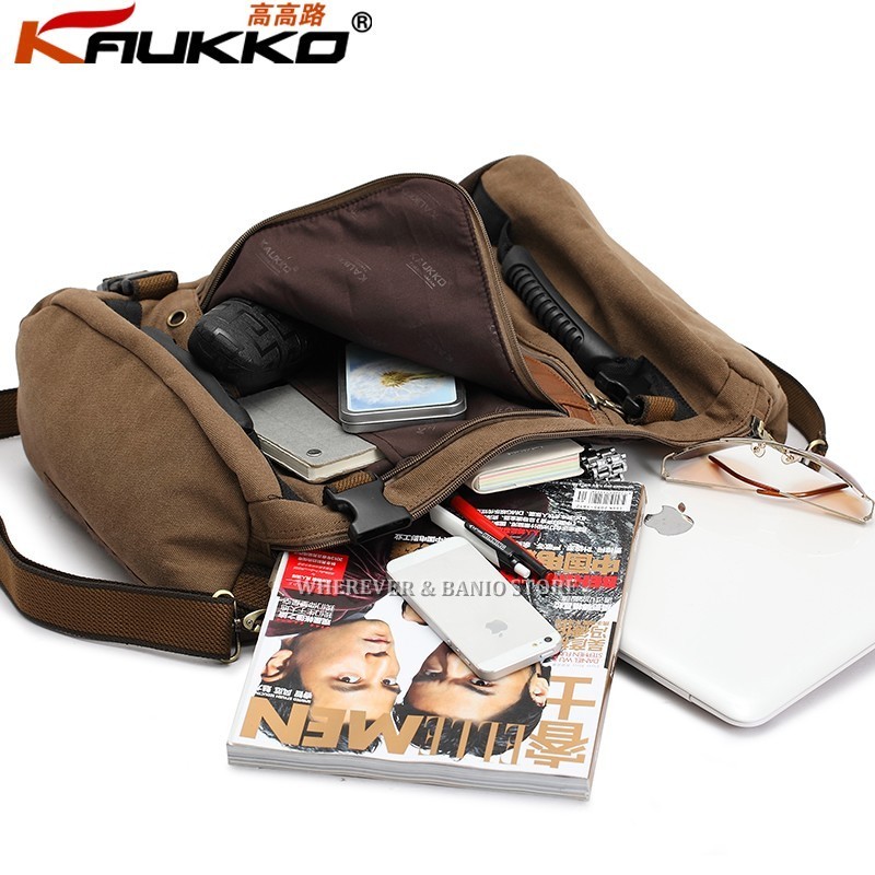 KUAKKO Men Canvas Laptop Backpack Outdoor Sport Shoulder Travel bag Tactical 45L