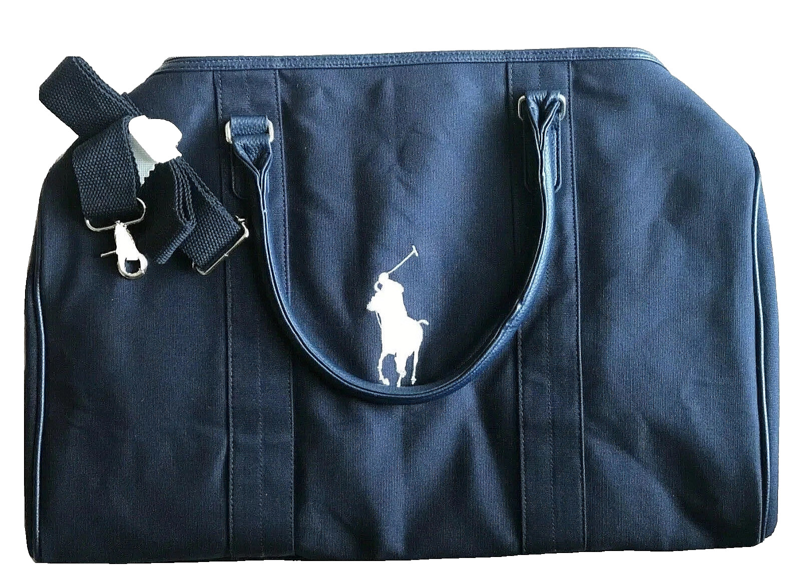 Ralph Lauren Polo Men’s Navy Duffle Bag Gym Weekender Travel Shoulder Strap- New