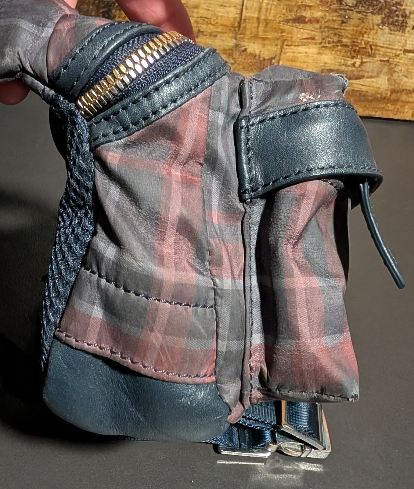 Tocoma – Want Les Essentials Waist Bag – Blue Plaid – Leather & Cotton