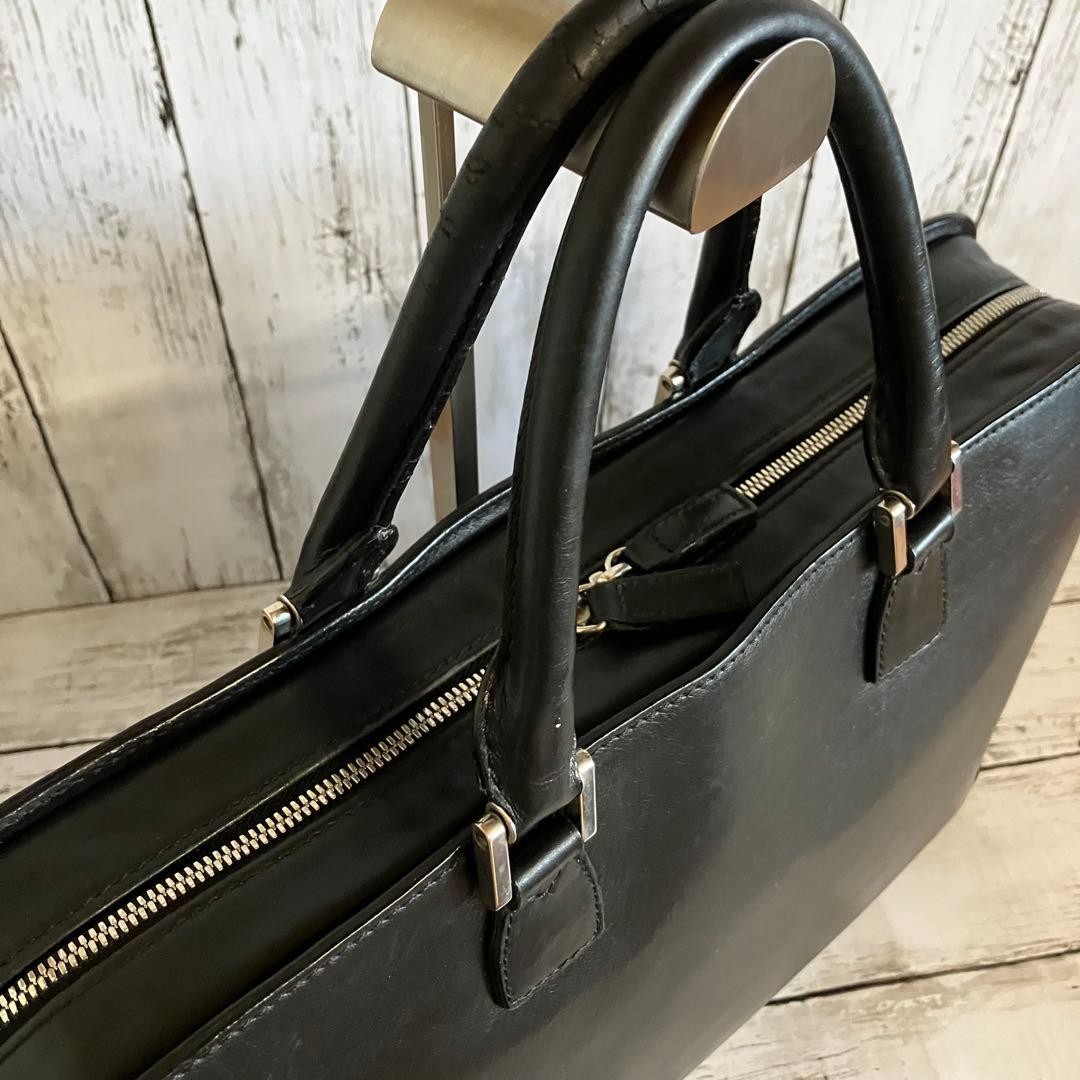 MORABITO Leather Business Briefcase Black 41cm x 30cm x 7cm Classic Bag