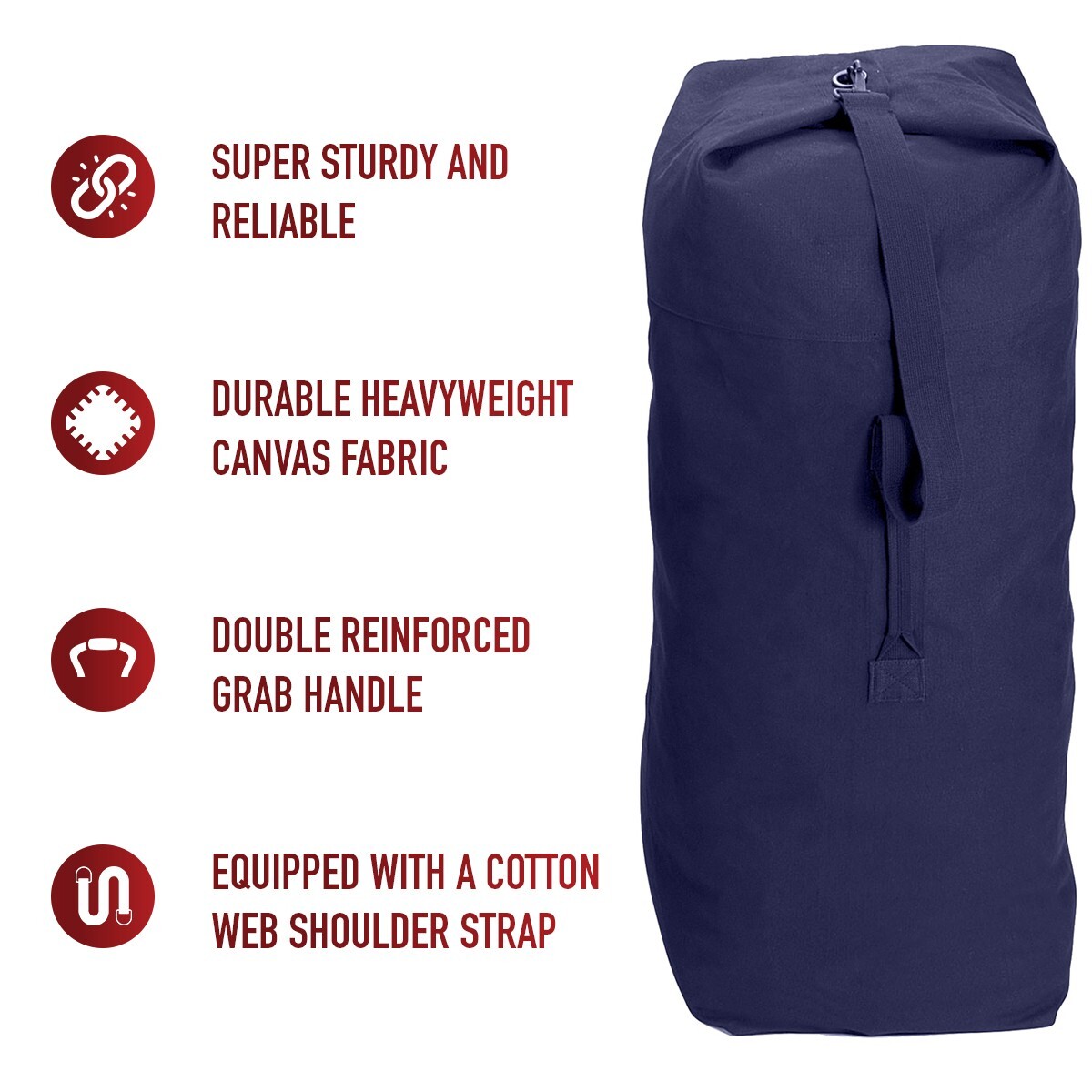 Navy Blue Heavyweight Top Load Canvas Duffle Bag