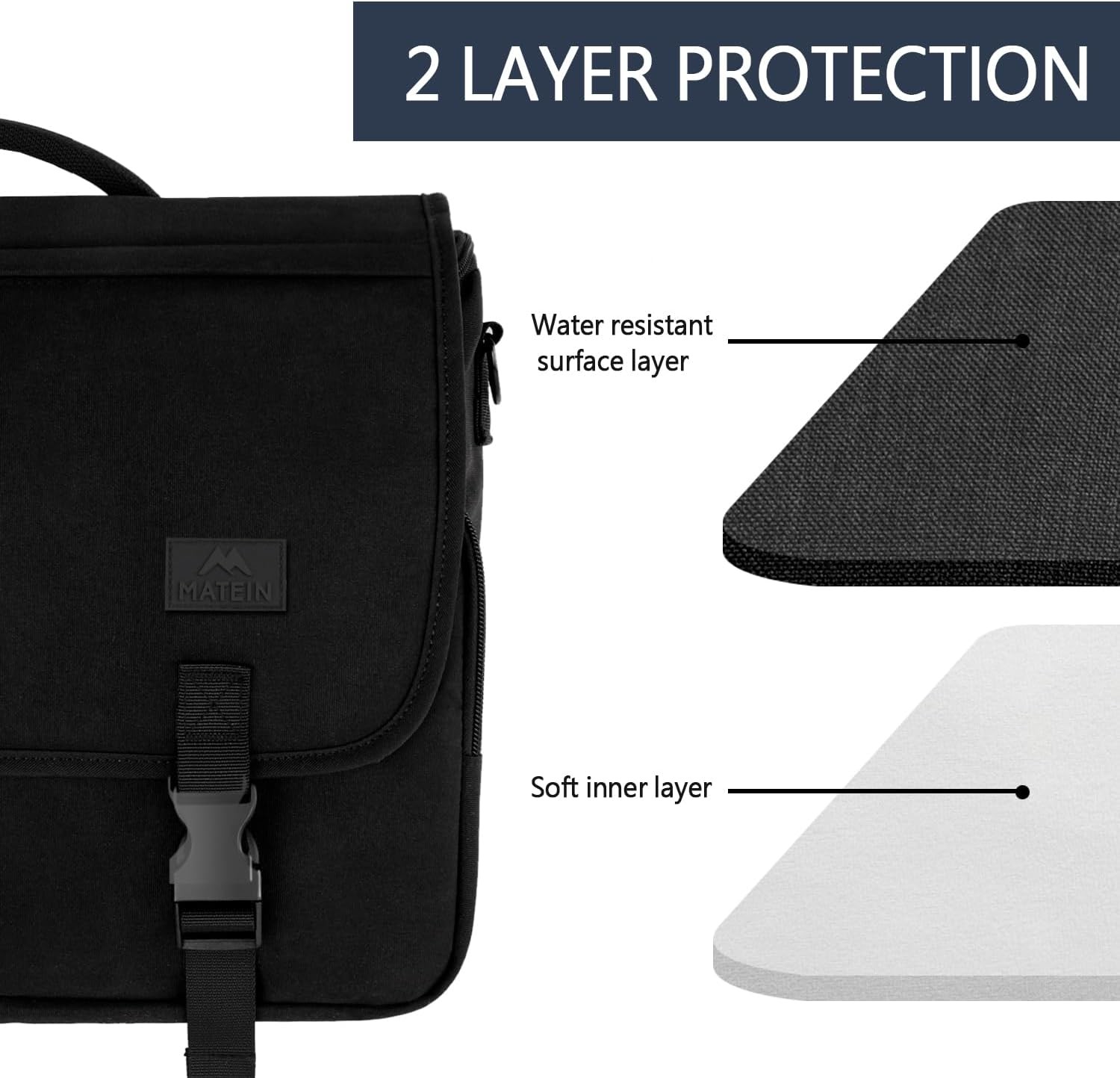 Messenger Bag for Men, Briefcases Lightweight Men’s 15.6 inch, Black