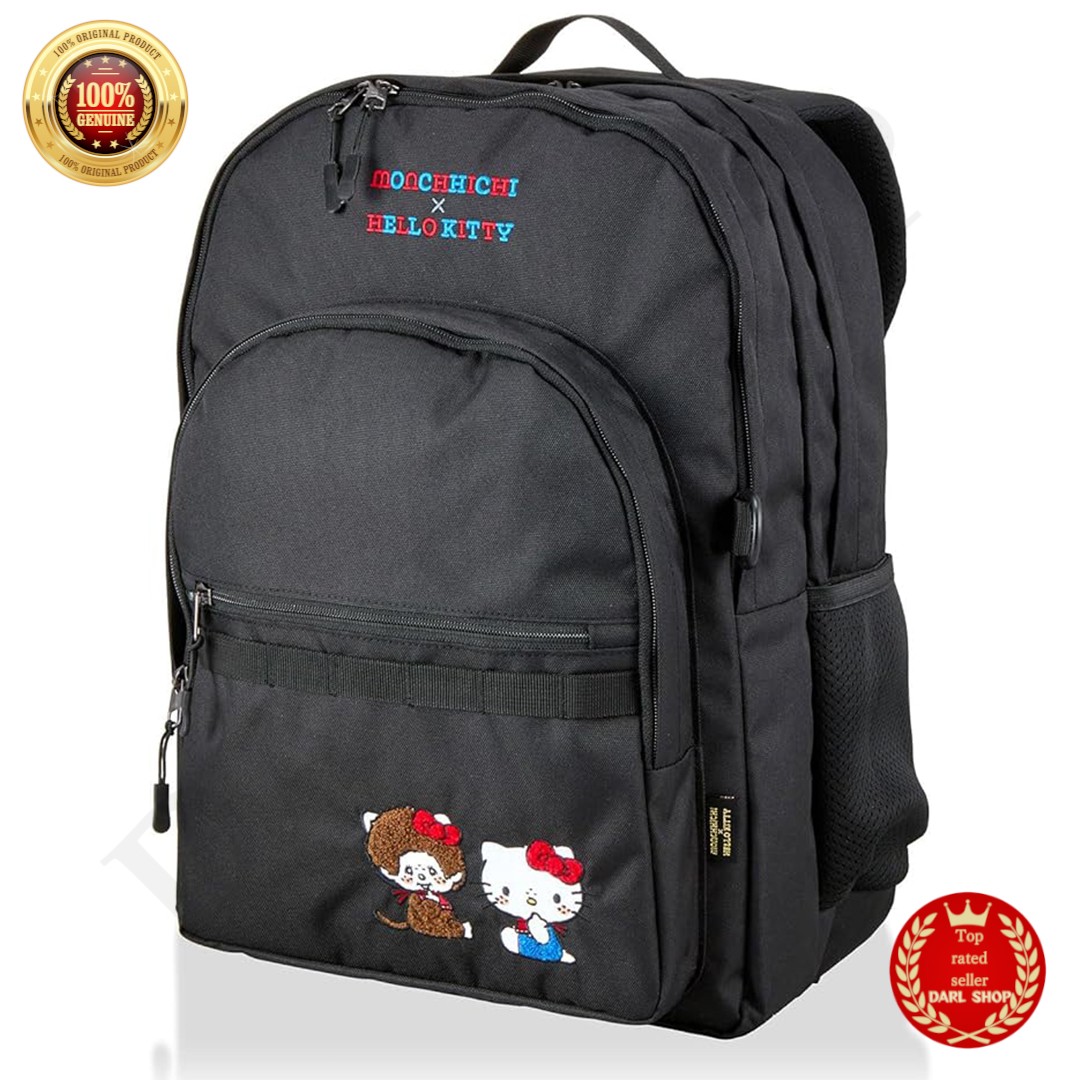 MONCHHICHI x HELLO KITTY Official Backpack Black 30L Travel Bag Japan NEW
