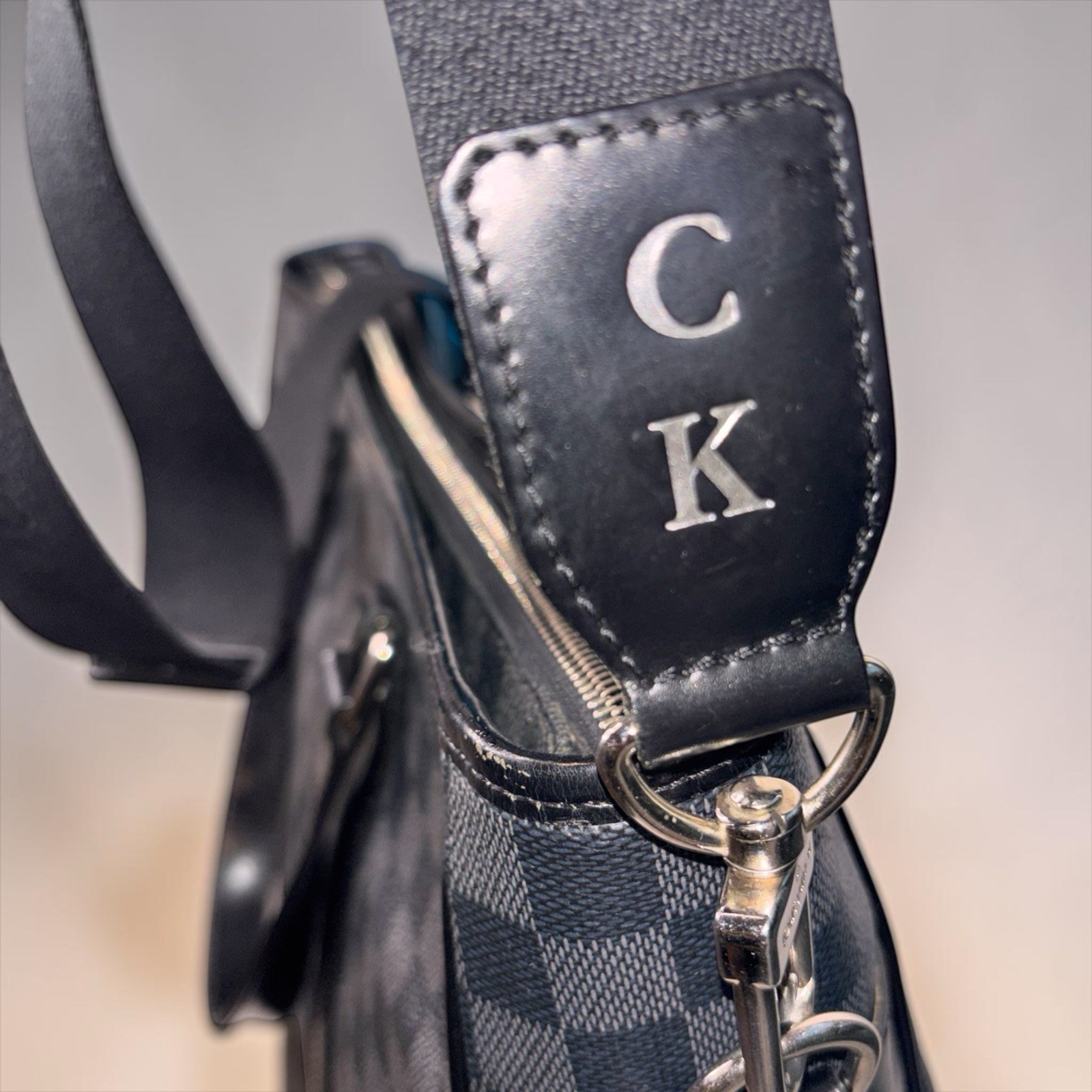 Louis Vuitton Tadao Tote PM Black Leather Damier Graphite