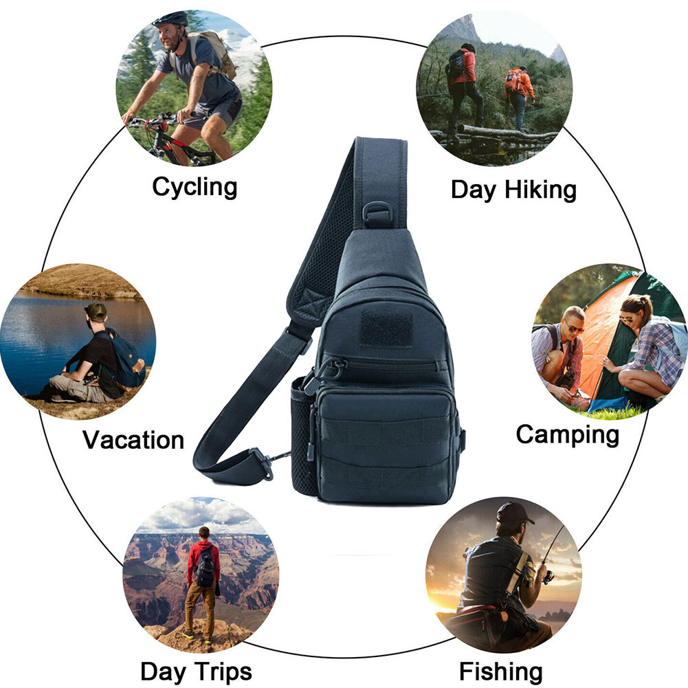 Black Dual Shoulder Bag Tactical Military MOLLE Crossbody Outdoor Grocery Bag US