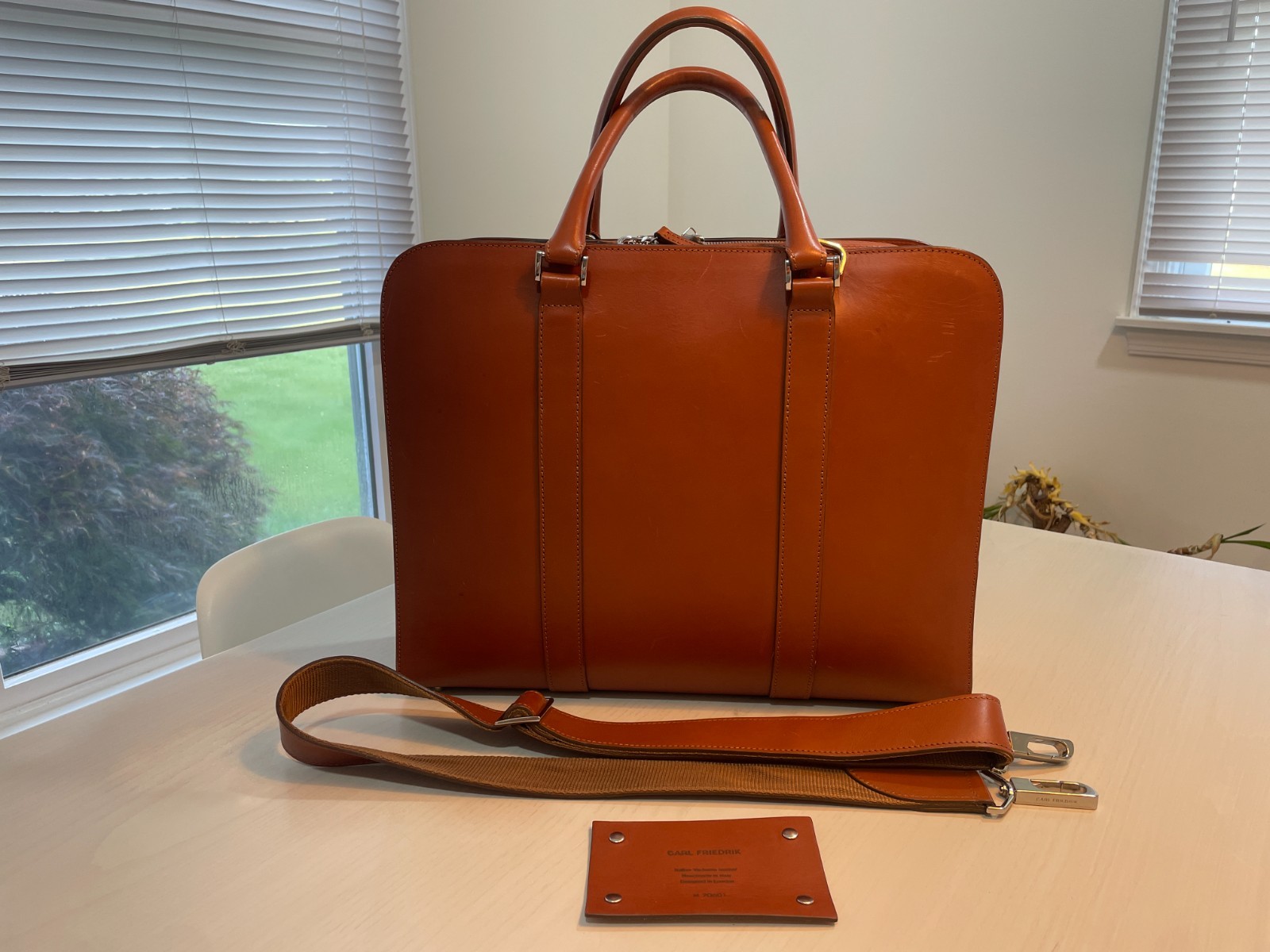 Carl Friedrik Palissy Double Briefcase Cognac Smooth Leather