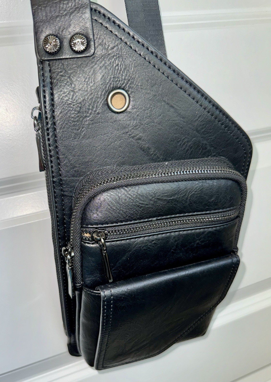 Sling Crossbody Chest Shoulder Bag Men Women Adjustable Vegan Leather