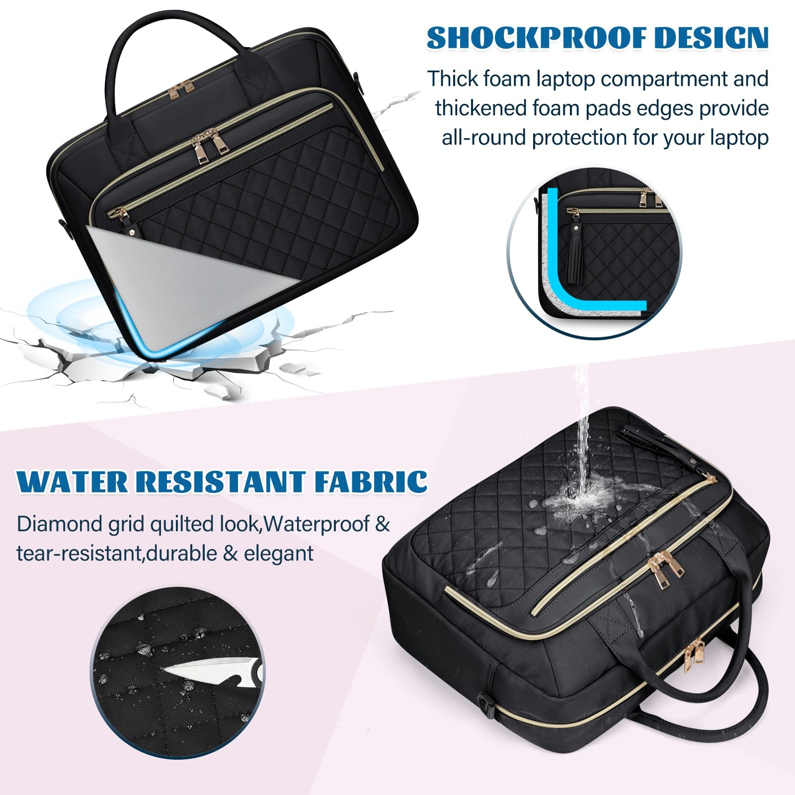 RAINSMORE Laptop Bag 17 3 Inch Briefcase for Mujeres Impermeable Computer Mes