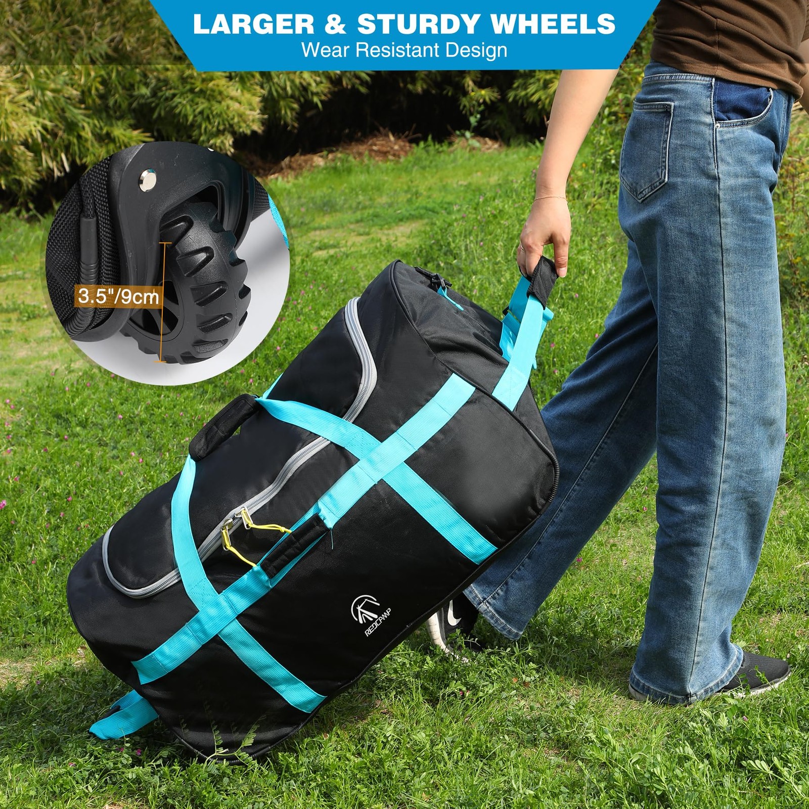 85L/120L/140L Foldable Duffle Bag with Wheels, Large Travel Duffel Bag, 85l B…