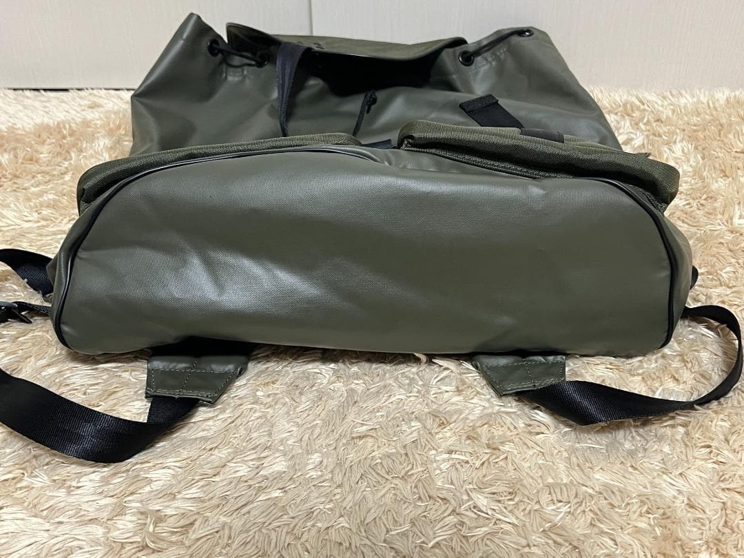 PORTER PVC Backpack Military Style Olive Green 40x42x12cm Nylon PVC Material