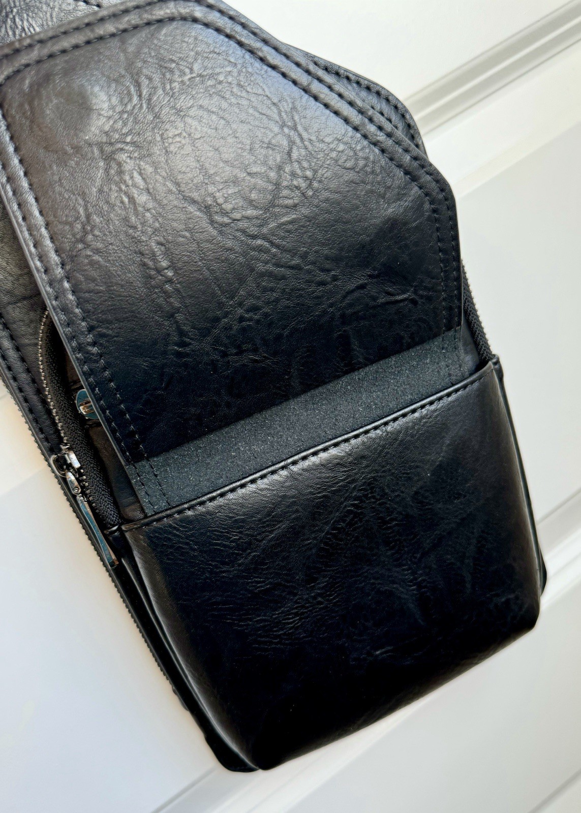 Sling Crossbody Chest Shoulder Bag Men Women Adjustable Vegan Leather