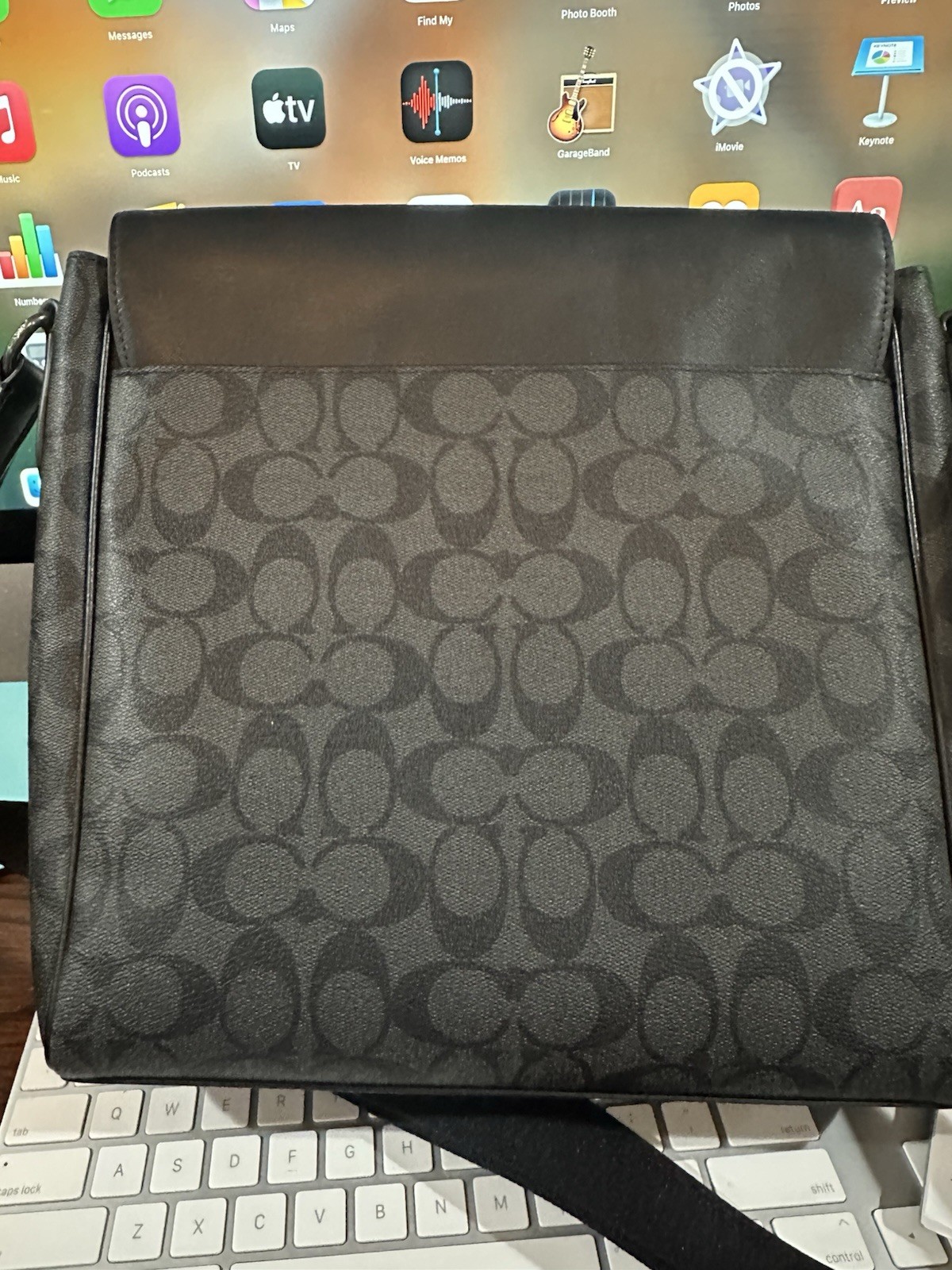 Coach Houston Map Bag In Signature Canvas 573, Gunmetal/Charcoal/Black NWT