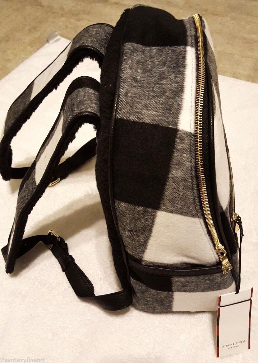 ADAM LIPPES x Target ‘Black & White Buffalo Plaid’ Shearling Backpack **NWT**