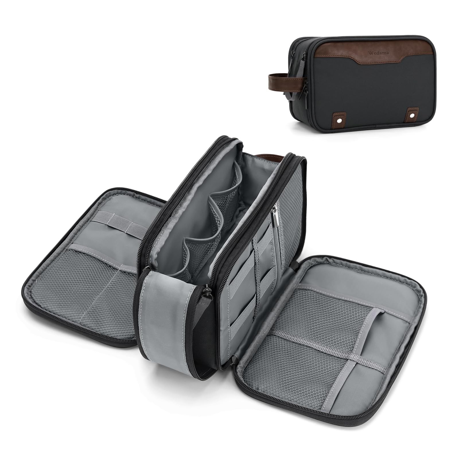 Wedama Toiletry Bag for Men, Medium Hanging Travel Bag, Medium, Grey