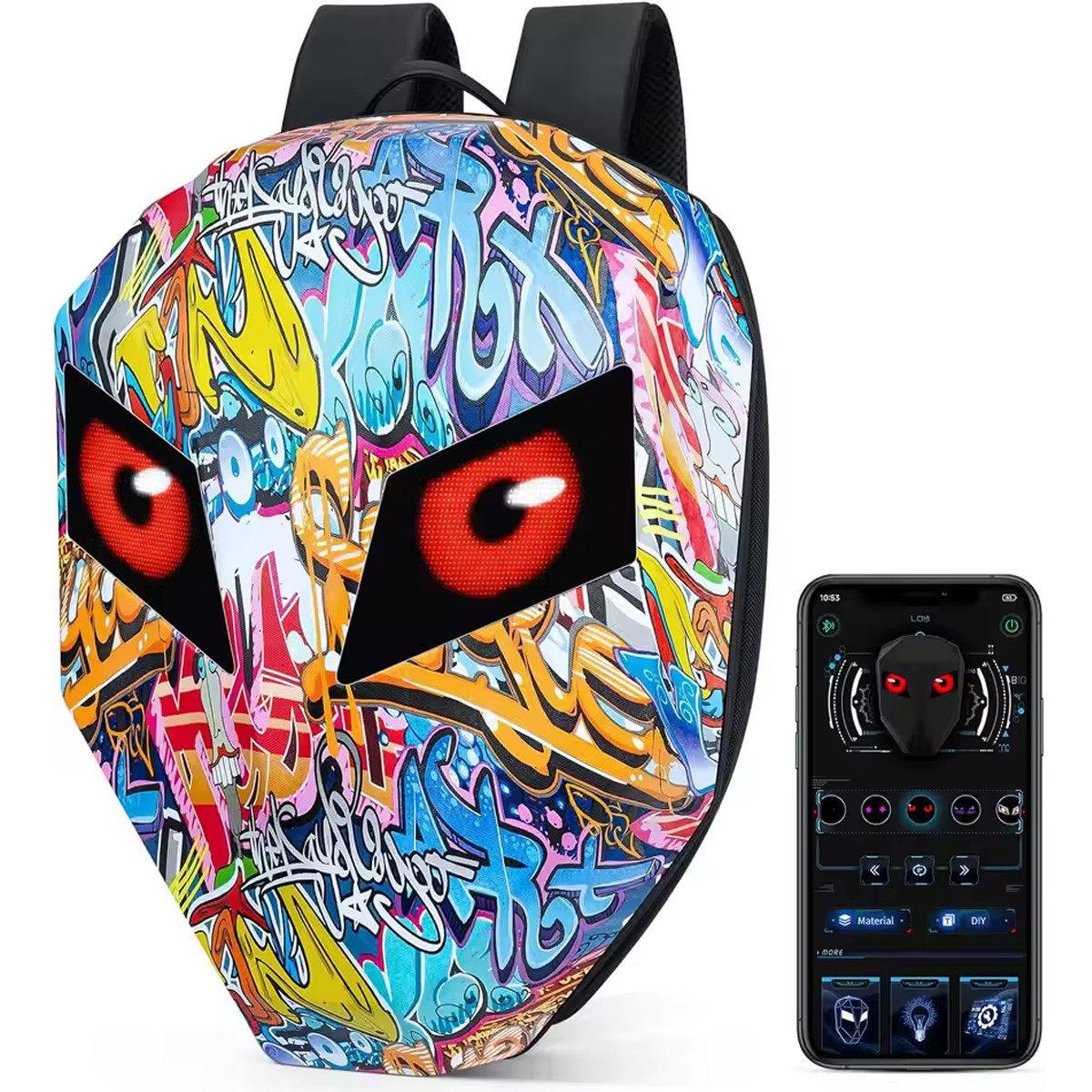 Motorcycle LED Knight Backpack DIY Programmable 3D Hard Shell Waterproof Laptop