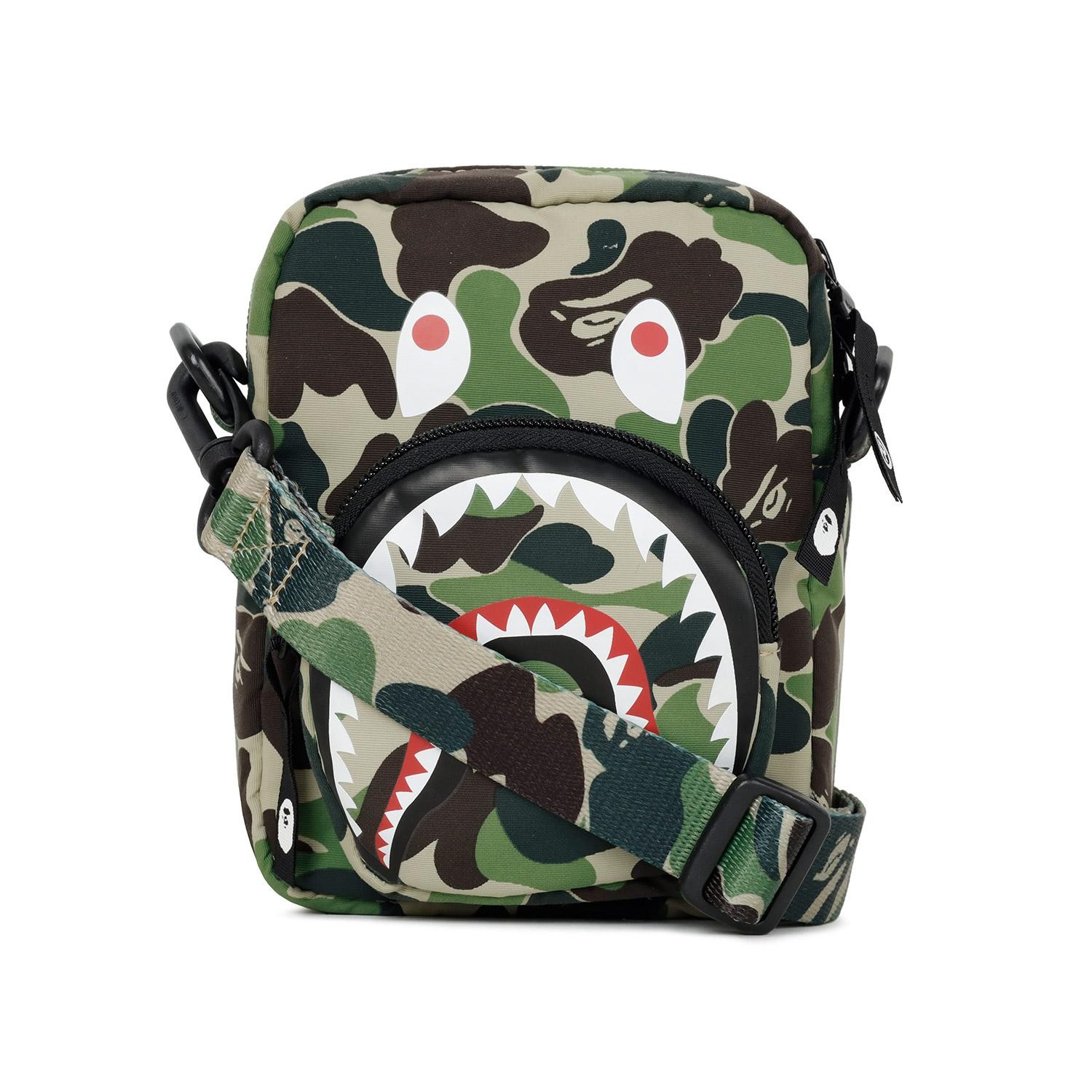 BAPE Men’s Green ABC Camo Shark Mini Crossbody Bag 001SGM301003M GREEN