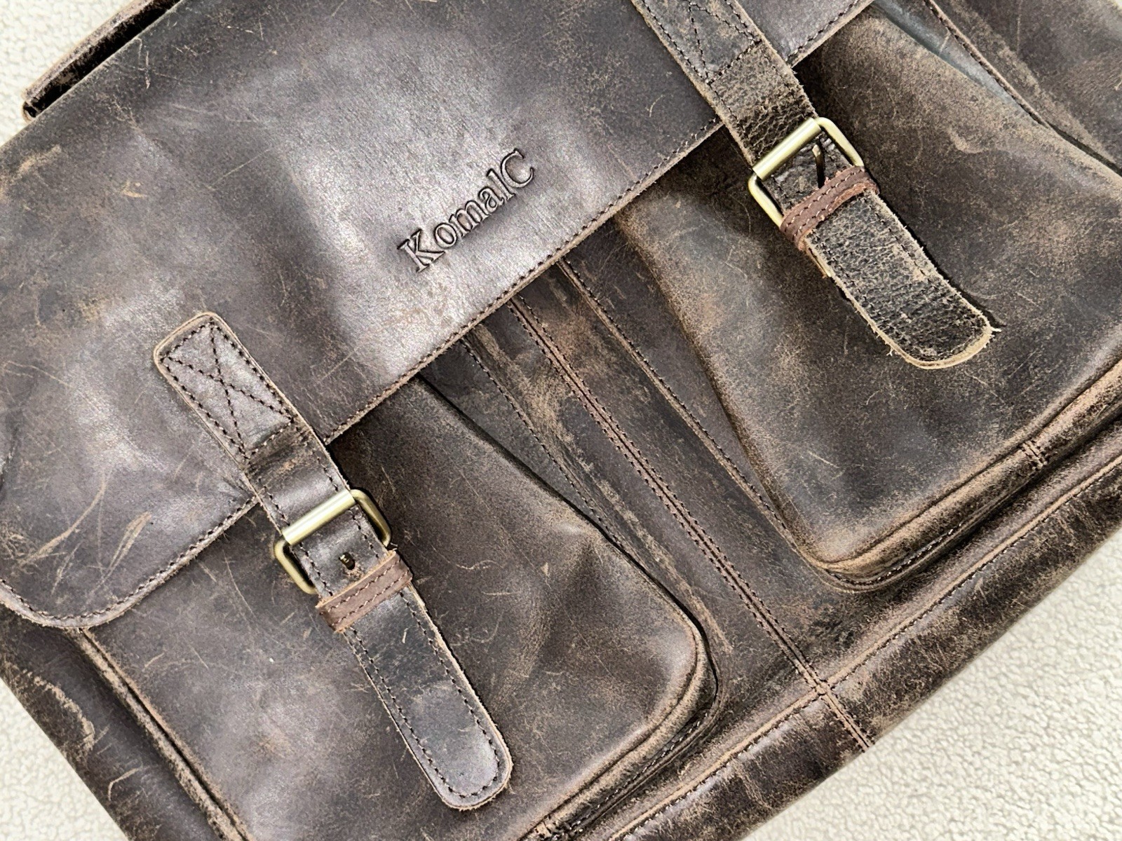 Komalc Passion Full Grain Leather briefcase 16” Laptop Messenger Bag Men/woman