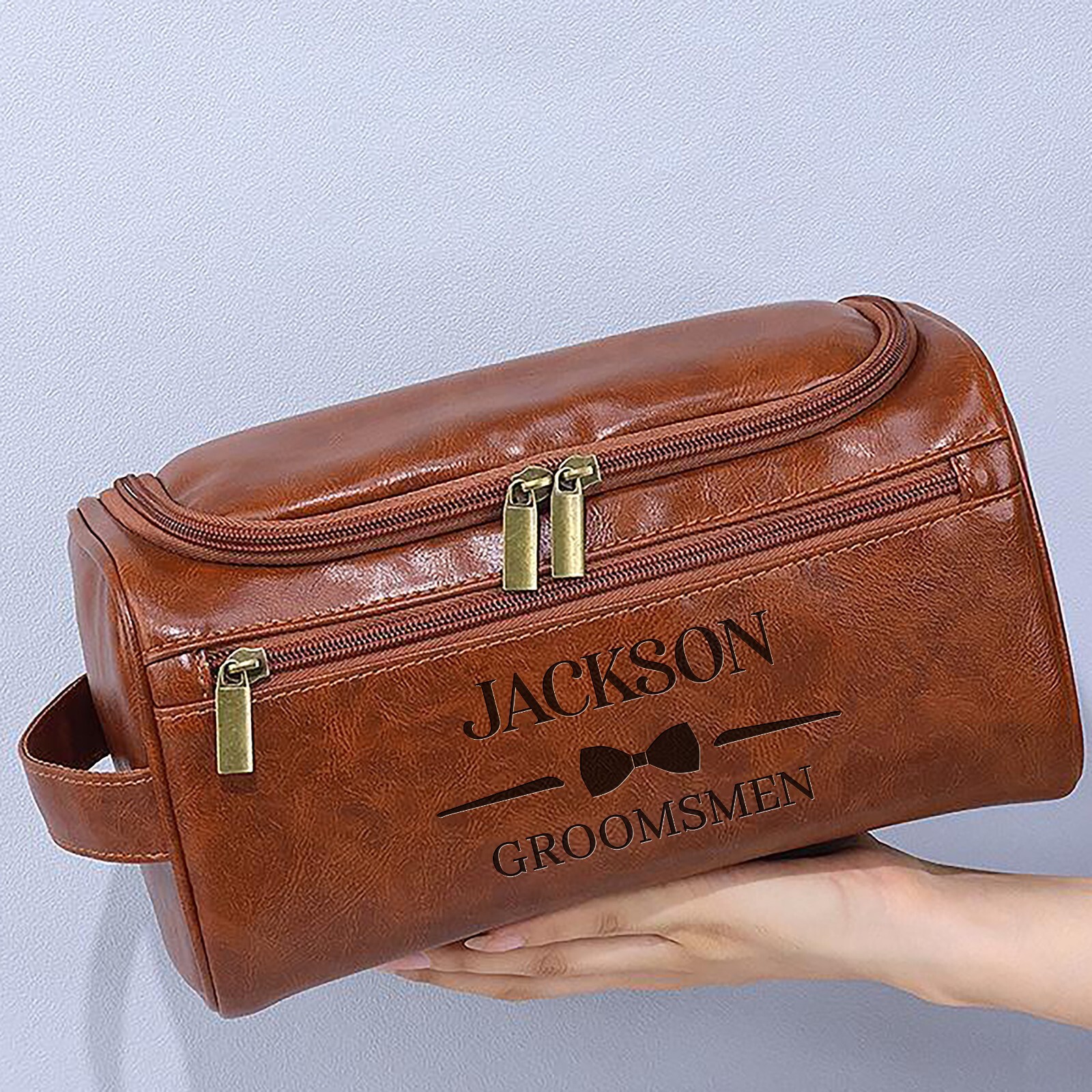 Personalized Leather Toiletry Bag, Gift for Groomsmen, Fathers Day, Wedding